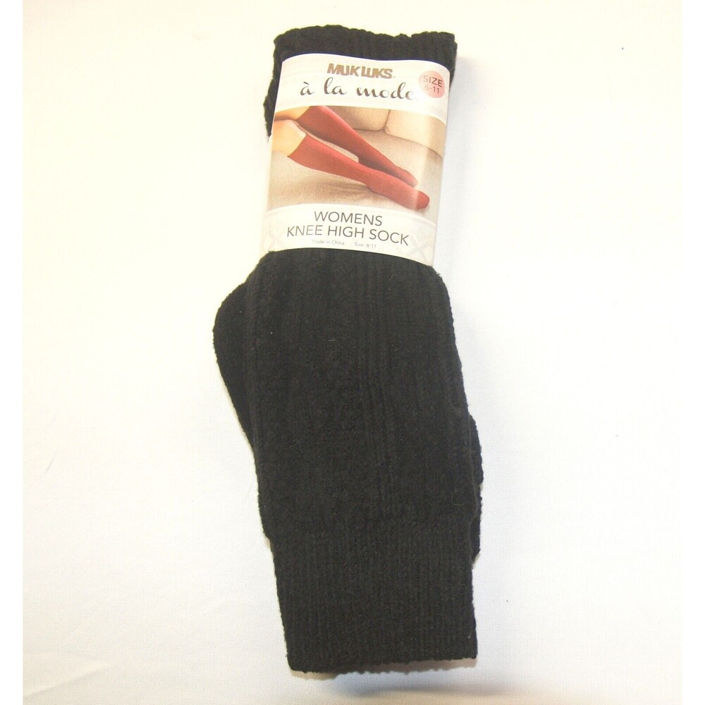 Muk Luks: Women's Knee-High Socks OSFM Sizes 6-11 Black NEW